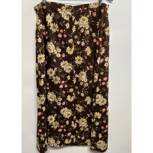 Y2K Maxi Skirt Chocolate Brown Large Whimsigoth Forest fairy Cottage Full Button - Picture 3 of 12